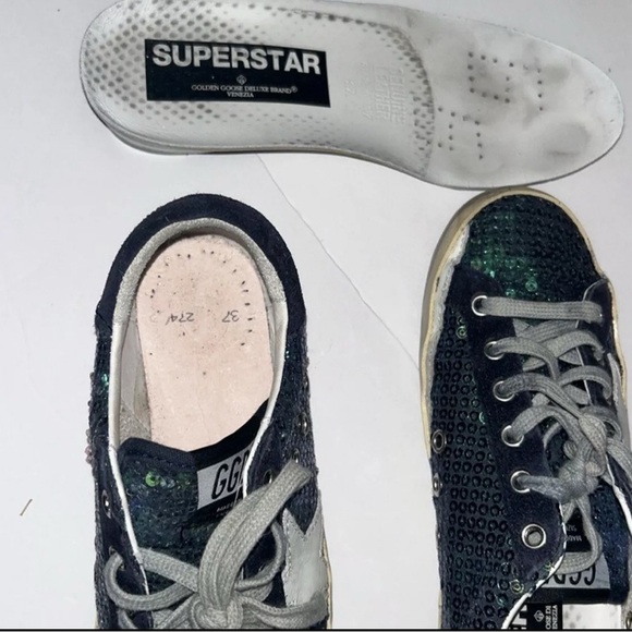 Golden Goose Sequin Sneakers - Green and White - Picture 7 of 8